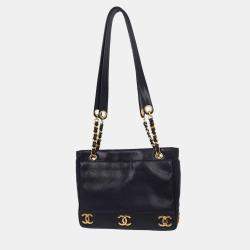 مملوكة مسبقًا Chanel Navy Calfskin Triple CC Shoulder Tote Bag
