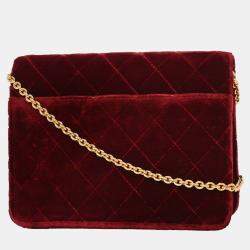 مملوكة مسبقًا حقيبة كتف شانيل بورغندي مستقيمة مخملية