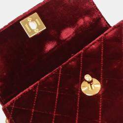 مملوكة مسبقًا حقيبة كتف شانيل بورغندي مستقيمة مخملية