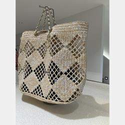 Pre Owned حقيبة شاطئ شانيبل كوكوبيتش كبيرة قش بيضاء