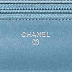Pre Owned Chanel Blue CC Caviar Wallet On Chain