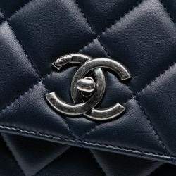 Pre Owned Chanel Blue Large Lambskin Trendy CC Top Handle Flap