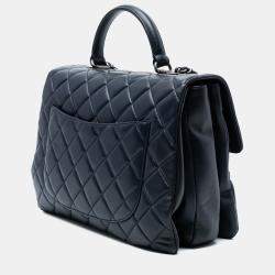 Pre Owned Chanel Blue Large Lambskin Trendy CC Top Handle Flap