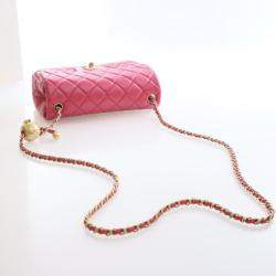 Pre Owned حقيبة شانيل صغيرة مستطيلة جلد خروف بسلسلة لؤلؤة كراش مع رفرف
