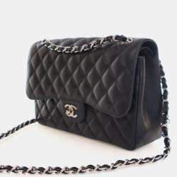 Pre Owned حقيبة شانيل جامبو كلاسيكية كافيار مزدوجة اللوح