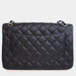 Pre Owned حقيبة شانيل جامبو كلاسيكية كافيار مزدوجة اللوح