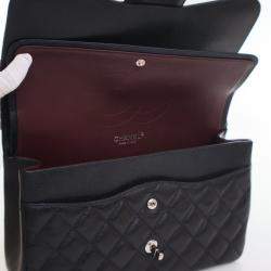 Pre Owned حقيبة شانيل جامبو كلاسيكية كافيار مزدوجة اللوح