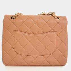 Pre Owned حقيبة رفرف شانيل جلد خروف سلسلة حرف مربع