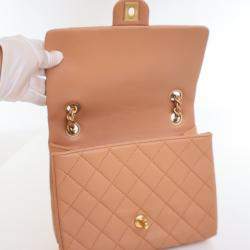 Pre Owned حقيبة رفرف شانيل جلد خروف سلسلة حرف مربع