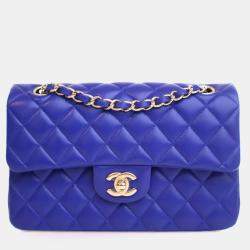 Pre Owned Chanel Small Lambskin Classic Double Flap Bag