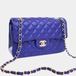 Pre Owned Chanel Small Lambskin Classic Double Flap Bag