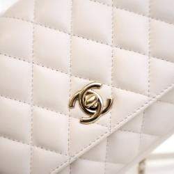 مملوكة مسبقًا حقيبة رفرف جانبية شانيل جلد خروف مبطنة