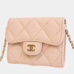 Pre Owned Chanel Caviar Card Holder On Chain