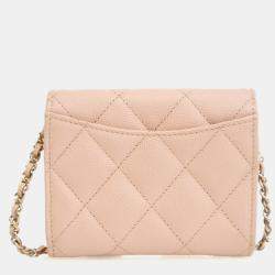 Pre Owned Chanel Caviar Card Holder On Chain