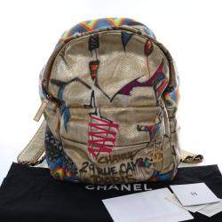 Pre Owned حقيبة ظهر شانيل قماش جرافيتي