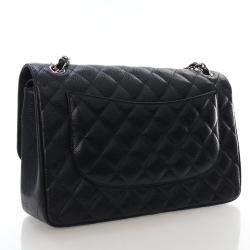 مملوكة مسبقًا حقيبة شانيـل جامبو كافيار كلاسيك مزدوجة القلاب