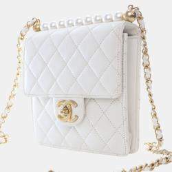 مملوكة مسبقًا حقيبة شانيل شامواه صغير بلؤلؤة علويّة