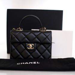 Pre Owned Chanel Mini Black Caviar Retro Twist Top Handle Bag