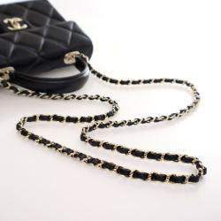 Pre Owned Chanel Mini Black Caviar Retro Twist Top Handle Bag