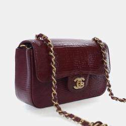 مملوكة مسبقًا Chanel Mini Red Lizard Rectangular Classic Flap Bag