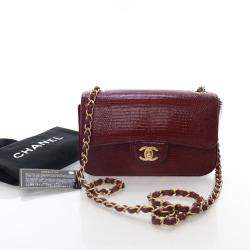 مملوكة مسبقًا Chanel Mini Red Lizard Rectangular Classic Flap Bag