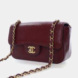مملوكة مسبقًا Chanel Mini Red Lizard Rectangular Classic Flap Bag