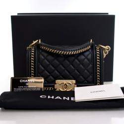 مملوكة مسبقًا Chanel Small Black Calfskin Top Handle Boy Bag