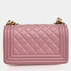 Pre Owned حقيبة شانيل بوي شانيل صغيرة جلد العجل وردي