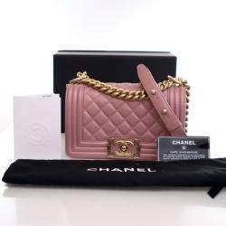 Pre Owned حقيبة شانيل بوي شانيل صغيرة جلد العجل وردي