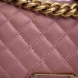 Pre Owned حقيبة شانيل بوي شانيل صغيرة جلد العجل وردي