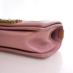 Pre Owned حقيبة شانيل بوي شانيل صغيرة جلد العجل وردي