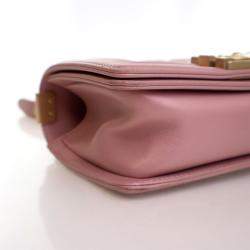 Pre Owned حقيبة شانيل بوي شانيل صغيرة جلد العجل وردي