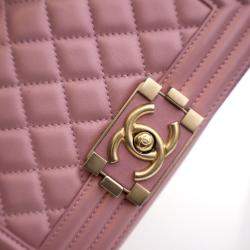 Pre Owned حقيبة شانيل بوي شانيل صغيرة جلد العجل وردي
