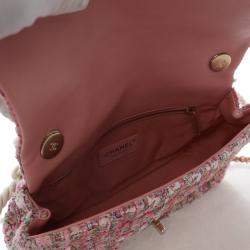 مملوكة مسبقًا Chanel Medium Pink Tweed Pearl Handle Flap