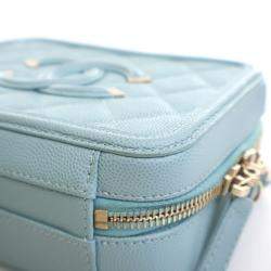 Pre Owned Chanel Small Blue Caviar Filigree Vanity