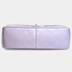 Pre Owned Chanel Jumbo Purple Lambskin Classic Double Flap Bag
