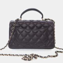 Pre Owned حقيبة شانيل ميني جلد حمل مستطيلة بنية ذات مقبض علو ي فلاب كلاسيكية