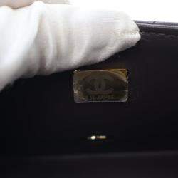 Pre Owned حقيبة شانيل ميني جلد حمل مستطيلة بنية ذات مقبض علوي فلاب كلاسيكية