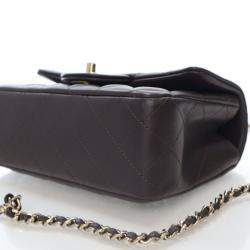 Pre Owned حقيبة شانيل ميني جلد حمل مستطيلة بنية ذات مقبض علوي فلاب كلاسيكية