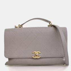 مملوكة مسبقًا Chanel Medium Grey Caviar Chic Affinity Flap Bag