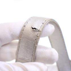 Pre Owned Chanel Medium Silver Lambskin Perforated Boy Bag