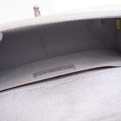 Pre Owned Chanel Medium Silver Lambskin Perforated Boy Bag