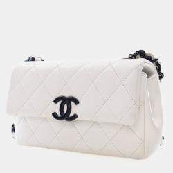 مملوكة مسبقًا حقيبة شانيال صغيرة بيضاء كافيار ماي إيفري ثينغ فلاب
