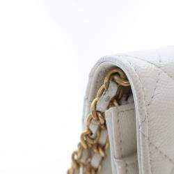 مملوكة مسبقًا محفظة بسلسلة شانيل كافيار أبيض تويست يور بوتونز