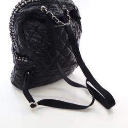Pre Owned Chanel Black Nylon Tweed Backpack