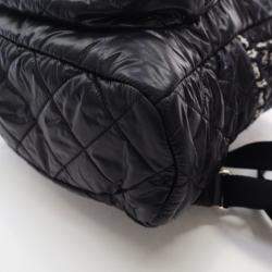 Pre Owned Chanel Black Nylon Tweed Backpack