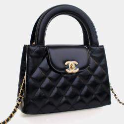 مملوكة مسبقًا Chanel Nano Crinkled Black Calfskin Kelly Shopper
