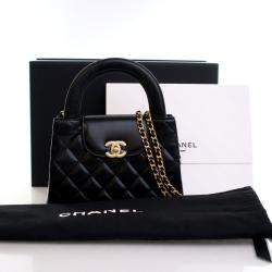 مملوكة مسبقًا Chanel Nano Crinkled Black Calfskin Kelly Shopper