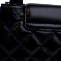 مملوكة مسبقًا Chanel Nano Crinkled Black Calfskin Kelly Shopper