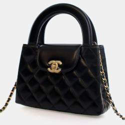 مملوكة مسبقًا Chanel Nano Crinkled Black Calfskin Kelly Shopper